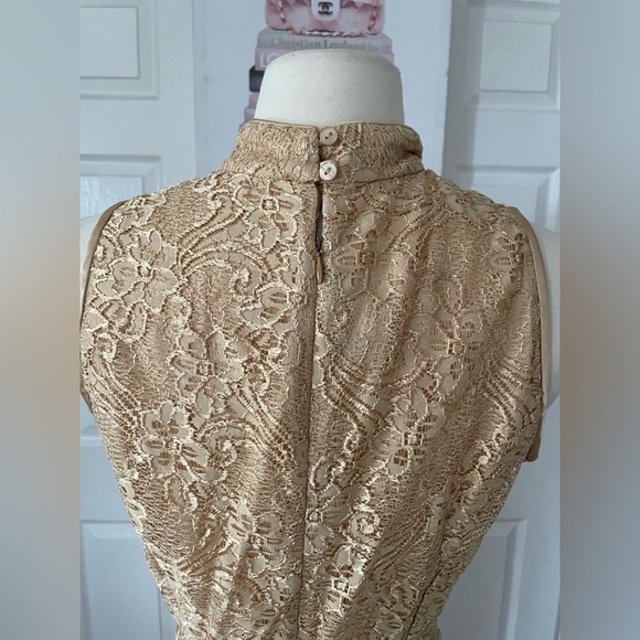 Jessica McClintock GUNNE SAX Lace Dress in Tan Size 8/10 - Picture 5 of 6
